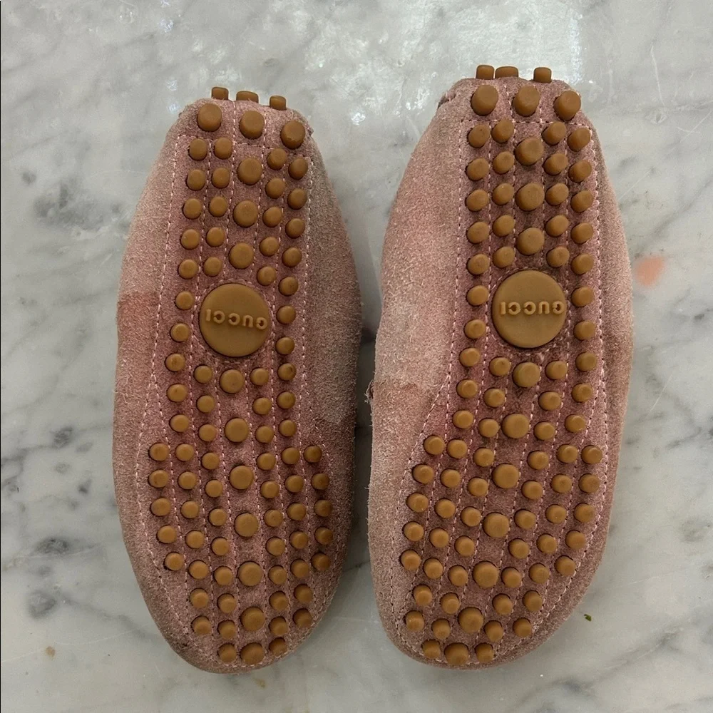 GUCCI Baby Pink Suede Kids Loafers Sz 25